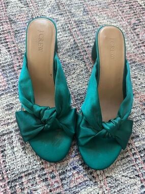 J. Crew Emerald Green Knot Slide Mules